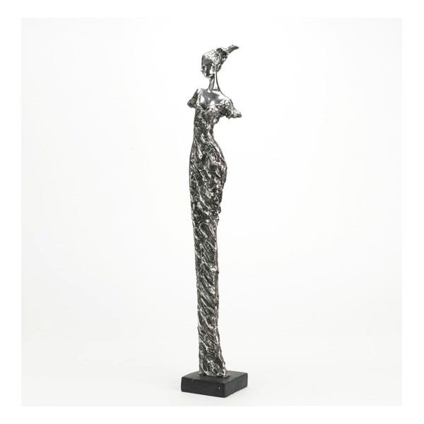 Figura poliresina Mujer negro y plata Divy 11x9x67h cm
