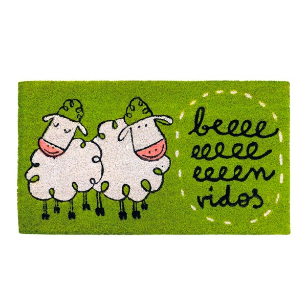 Felpudo verde con ovejas frase divertida "Beeeenvidos" 70x40cm felpudo verde laroom anna llenas