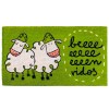 Felpudo verde con ovejas frase divertida en gallego Beeeenvidos 70x40cm