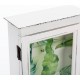 Caja con cuelga llaves con puerta madera blanca hojas palmera y 6 colgadores 20x8x30h cm