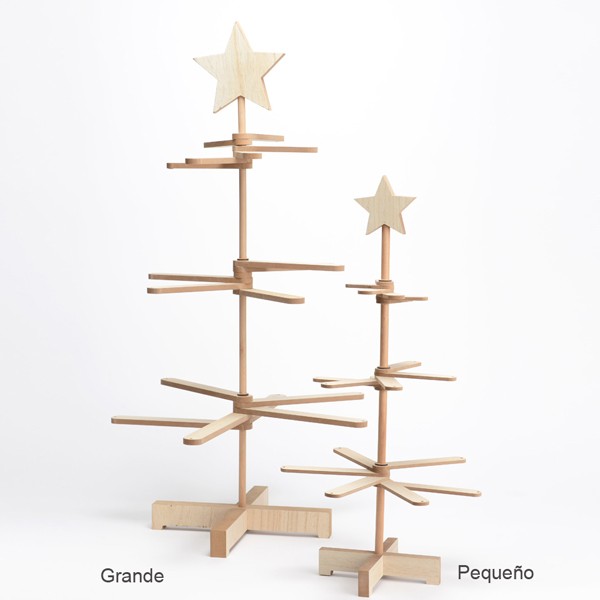 Árbol Navidad madera ramas planas y estrella pequeño Ø30x60h cm