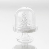 Bola de nieve forma peana con campana y pino cristal soplado Ø6xh7 cm