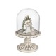 Belén nacimiento de Navidad con pie beige y campana de cristal Ø10x16h cm