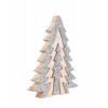 Figura navideña forma Pino en madera natural y piedras plateadas con perlas 25h cm