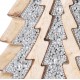 Figura navideña forma Pino en madera natural y piedras plateadas con perlas 25h cm