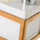 Dosificador jabón cocina cerámico blanco y bambú con estropajero y esponja 15x10x9,50h cm