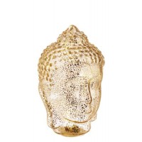 Figura cristal craquelado dorado Cabeza Buda con luz led
