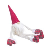 Figura navideña muñeco Papa Noel con piernas y brazos largos rojo 6x3x32h cm
