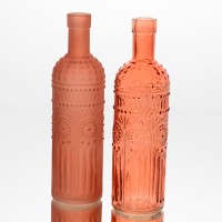 Soliflor botella cristal rosa brillo y mate Hacienda Ø6.5x25h cm