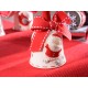 Campanilla cerámica con lazo rojo decoración navideña: Papa Noel, Pájaro o Árbol