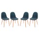 Pack 4 sillas de comedor patas metálicas tapizado azul bustelo 44x52x86,5h cm