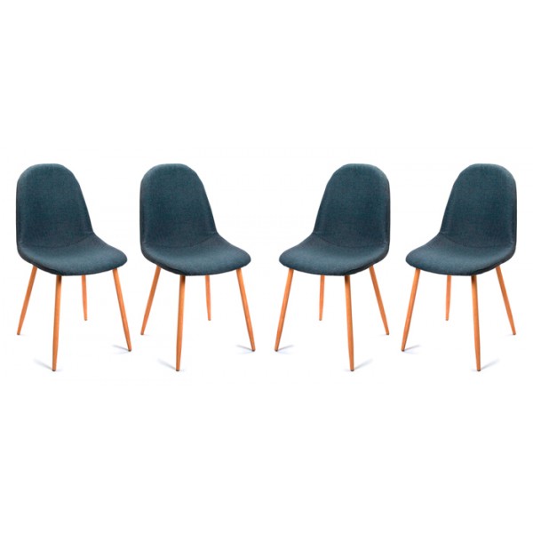 Pack 4 sillas de comedor patas metálicas tapizado azul bustelo 44x52x86,5h cm