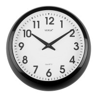 Reloj de pared marco negro esfera blanca 30cm