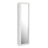 Espejo joyero de pared madera MDF blanco 31,5x120h cm