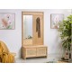 Bengalero mueble de entrada madera y mimbre con perchero y almacenaje 2 puertas Sayumi 90x40x180h cm