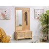 Bengalero mueble de entrada madera y mimbre con perchero y espejo con 2 puertas Sayumi 90x40x180h cm