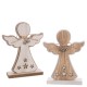 Figura madera Ángel en peana con cascabeles 2 colores 16hx4x7 cm