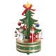 Caja música carrusel forma árbol Navidad madera verde 10,50x10,50x18h cm