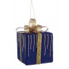 Bola árbol de Navidad forma de regalos azul y dorado 7x7x8h cm