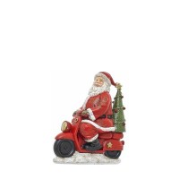 Figura Papa Noel en moto Vespa con árbol Navidad 12,5x6,5x14,5h cm