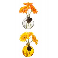 Jarrón cristal amarillo o transparente con flores Gerbera
