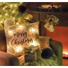 Cojín navideño blanco estampado acebo Merry Christmas con luces led 2 modelos 43x43cm