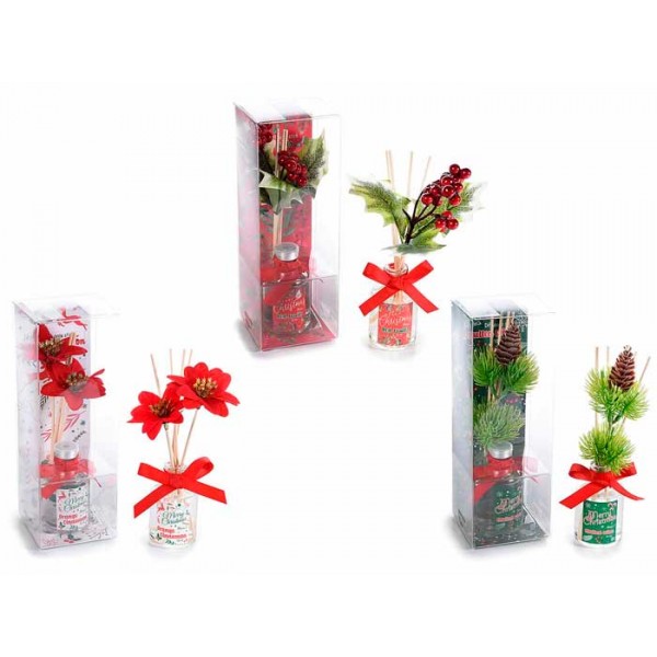 Mikados navideños 50ml disponibles 3 aromas: Naranja-canela, frutos rojos o vino caliente