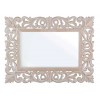 Espejo rectangular marco ancho tallado de madera clara con efecto blanco Dalila 60x45 cm
