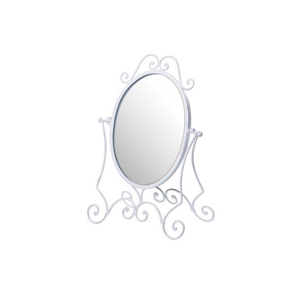 Espejo de tocador con soporte metálico blanco envejecido 25x21,5x34h cm