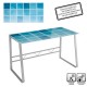 Mesa escritorio cristal templado Science cuadrados azules 120x60x75cm