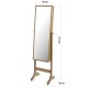 Espejo joyero vestidor con pie MDF color madera natural 155x36x40 cm