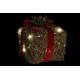 Set 3 paquetes regalo Navidad con luz led de ratan Lazo rojo y verde 27x27x32h cm