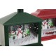 Farol navideño con luz led con muñecos de nieve Rojo o verde 21x10,5x24,5h cm