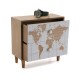 Mueble de sobremesa madera con patas joyero 2 cajones mapamundi blanco Atlas 21,5x10x21h cm
