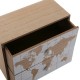 Mueble de sobremesa madera con patas joyero 2 cajones mapamundi blanco Atlas 21,5x10x21h cm