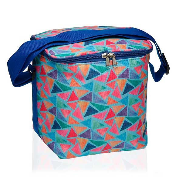 Bolsa isotérmica lunchbag azul claro con triangulos Triangle 9,2 litros 23x20x23h cm