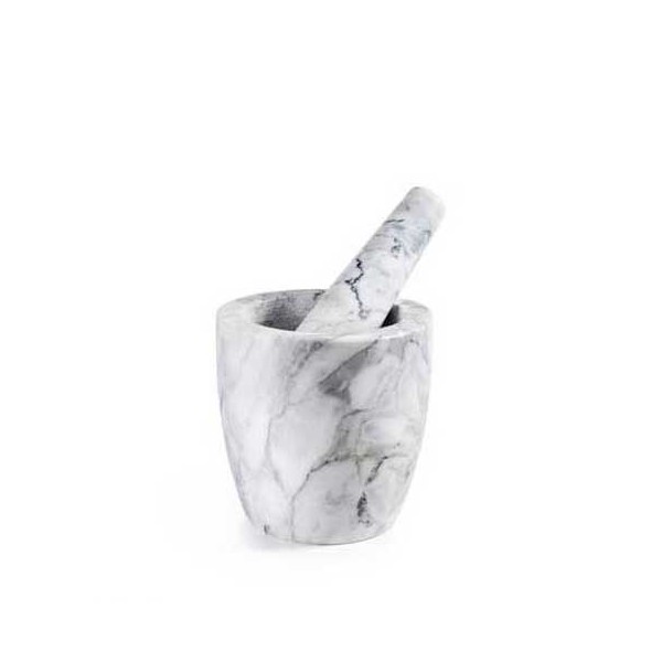 Mortero con mazo marmol gris Ø12x12h cm