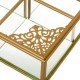Caja joyero cristal vintage 4 compartimentos y tapa con esquinas metal dorado decorado 15x15,5x5,5h cm