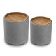 Taburete puff baúl tapizado gris pequeño 30,5x30,5x38h cm