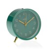 Reloj despertador redondo de sobremesa con pie marco color verde turquesa 9,7x10,3h cm