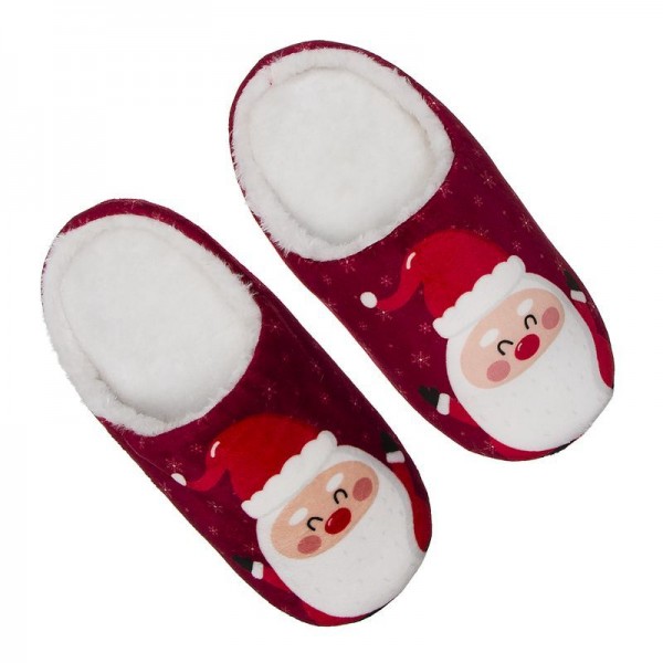 Zapatillas navideñas de color rojo con Papa Noel para talla del 38 al 41