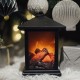 Farol navideño efecto chimenea leña con luz 15x15x23h cm