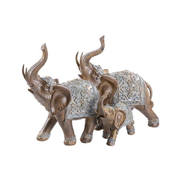 Figura Resina Tres Elefantes 28,5x14x19,5 cm