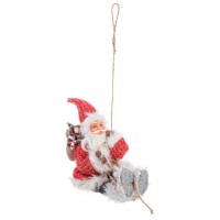 Figura navideña muñeco Papa Noel con regalos colgante Levico 33h cm