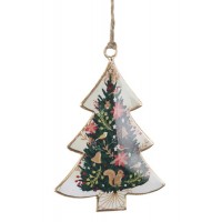 Adorno árbol de Navidad metálico árbol de Navidad antiguo ardillas y pájaros 10x10h cm