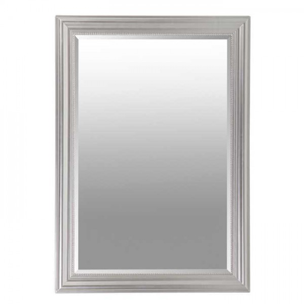 Espejo de pared marco plateado con cordón bodoques 60x90h cm ext. 68x98h cm 