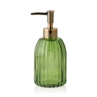 Dispensador de jabón baño vidrio verde y dorado Ø7x17h cm