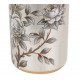 Paraguero redondo cerámico gris plata dibujo flores con pájaros borde dorado Ø20x55h cm