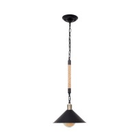 Lámpara colgante metálica negra y cuerda de cañamo Grand Soga 30x72-93h cm