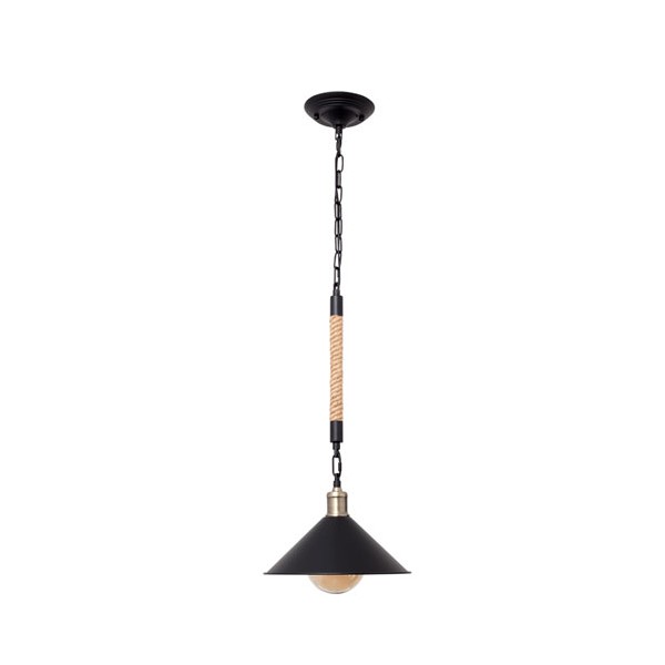 Lámpara colgante metálica negra y cuerda de cañamo Grand Soga 30x72-93h cm